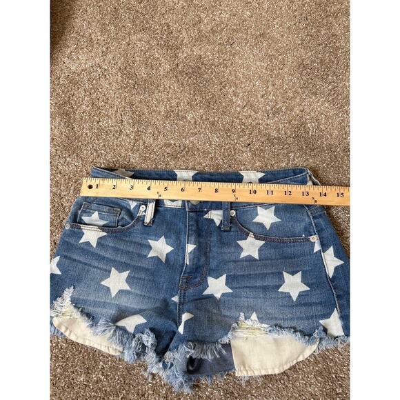 Stars shorts denim cutoff exposed pockets July 4th Memorial Day patriotic SZ 26” - Picture 4 of 5